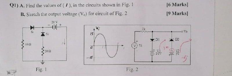 Solved Q1) A. Find the values of (1), in the circuits shown | Chegg.com