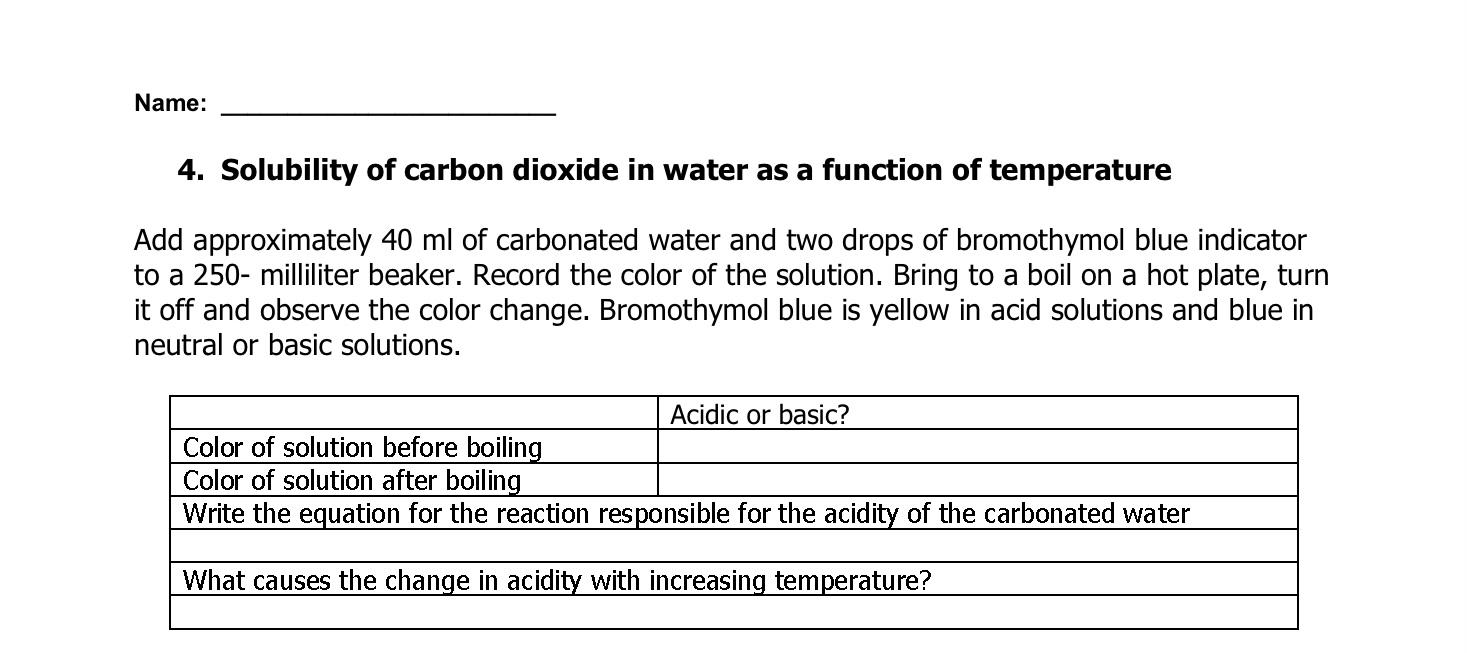 Carbon Dioxide in Water Solubility & Reaction