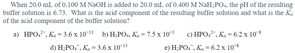 Solved When 20.0 mL of 0.100 M NaOH is added to 20.0 mL of | Chegg.com