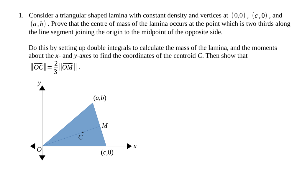Solved Consider a triangular shaped lamina with constant | Chegg.com