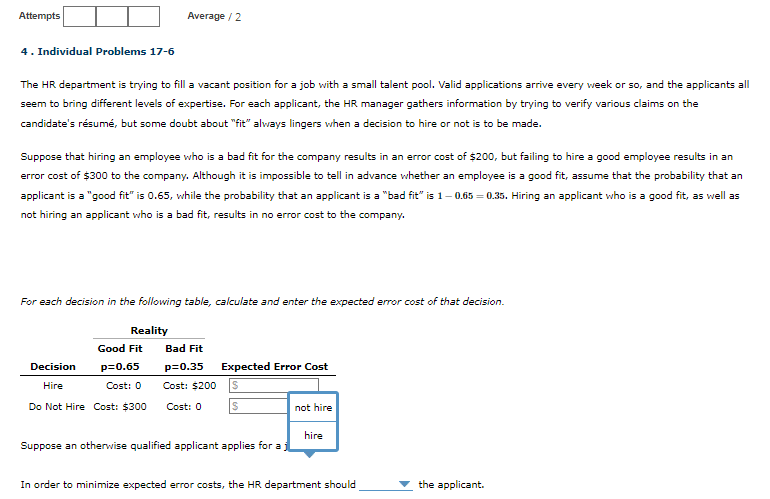 Solved 4. Individual Problems 17-6 The HR department is | Chegg.com