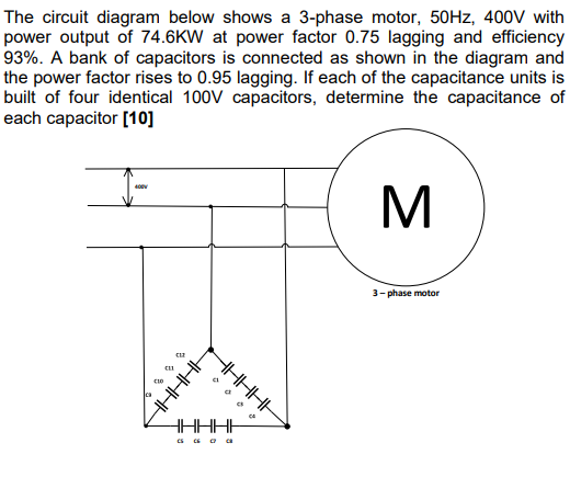 Solved The circuit diagram below shows a 3-phase motor, | Chegg.com
