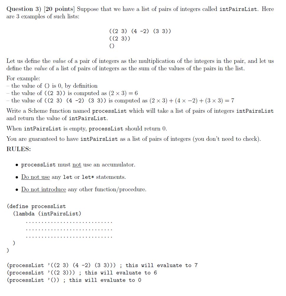 Solved Question 3) [20 points] Suppose that we have a list | Chegg.com