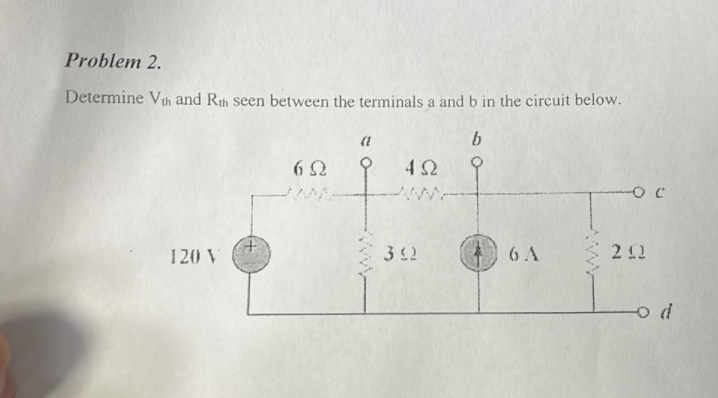 Solved Determine Vth And Rth Seen Between The Terminals A | Chegg.com