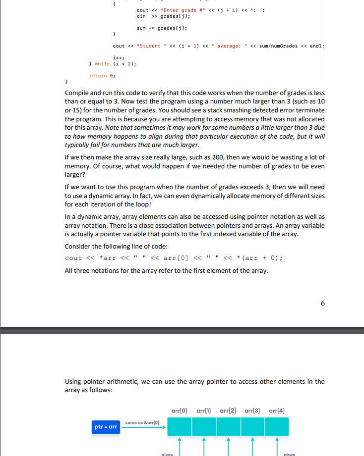 Solved C. Dynamic Arrays A dynamic array is used when the | Chegg.com