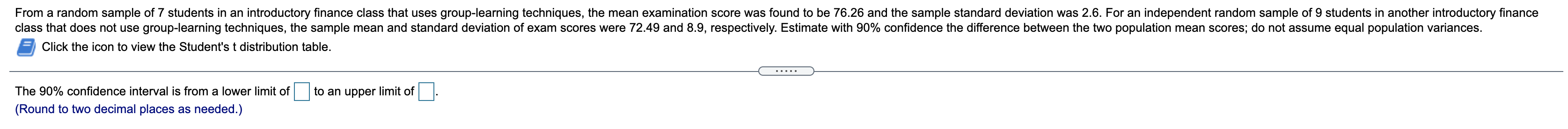 Solved From a random sample of 7 students in an introductory | Chegg.com