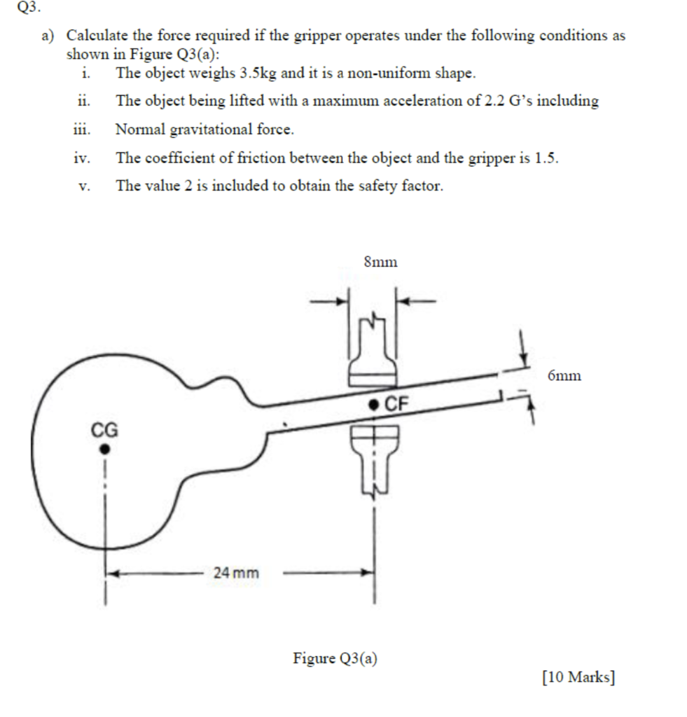 Solved Q3. a) Calculate the force required if the gripper