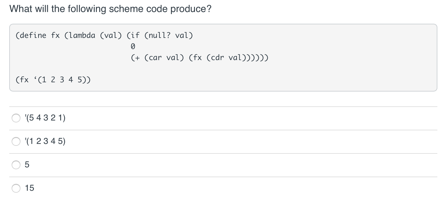 Solved What will the following scheme code produce? (define | Chegg.com