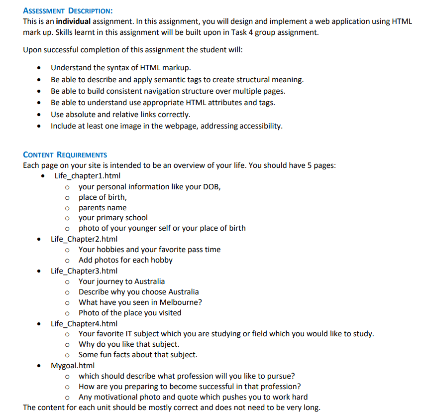 Solved ASSESSMENT DESCRIPTION: This is an individual | Chegg.com