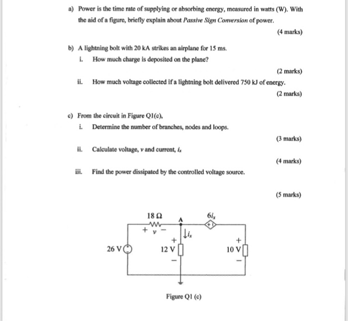 Solved a) Power is the time rate of supplying or absorbing