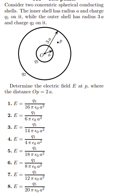 Solved Consider Two Concentric Spherical Conducting Shells