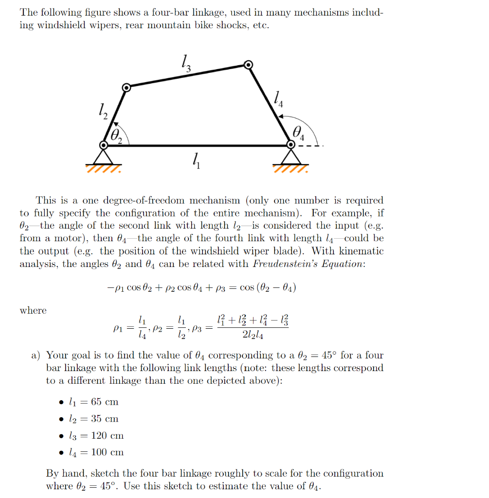 Solved The Following Figure Shows A Four-bar Linkage, Used | Chegg.com