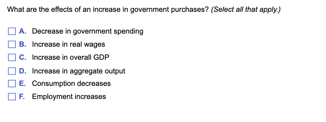 Solved What are the effects of an increase in government | Chegg.com