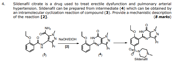 Solved 4. Sildenafil citrate is a drug used to treat Chegg