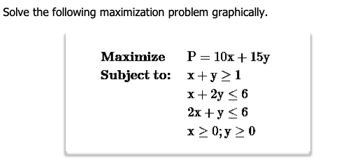 Solved Solve the following maximization problem graphically. | Chegg.com
