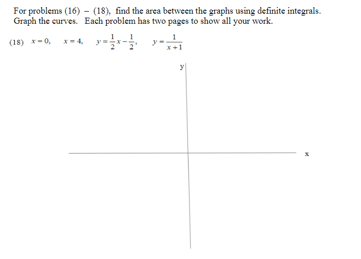 Solved For problems (16) - (18), find the area between the | Chegg.com