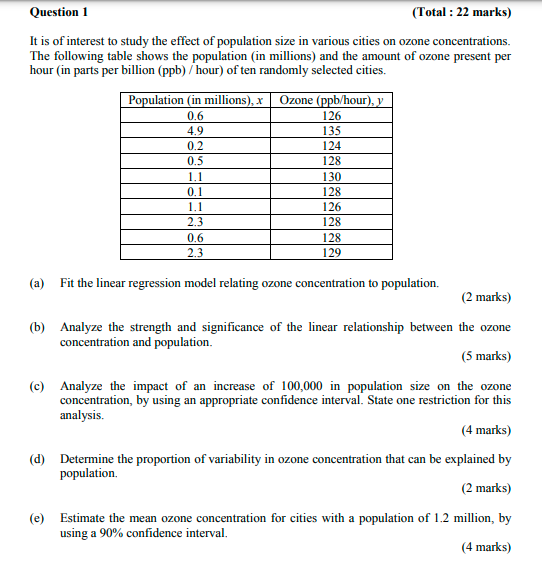 Solved Question 1 (Total : 22 marks) It is of interest to | Chegg.com
