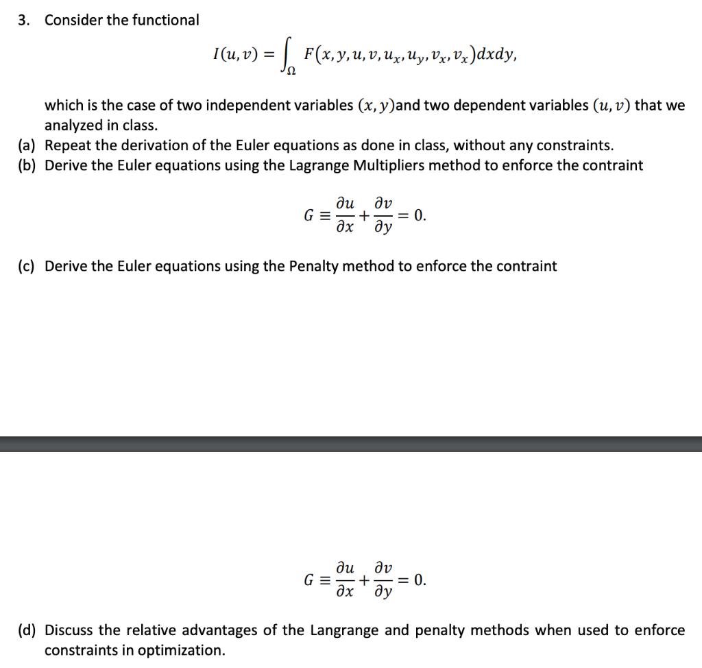 3 Consider The Functional U V S F X Y V Chegg Com