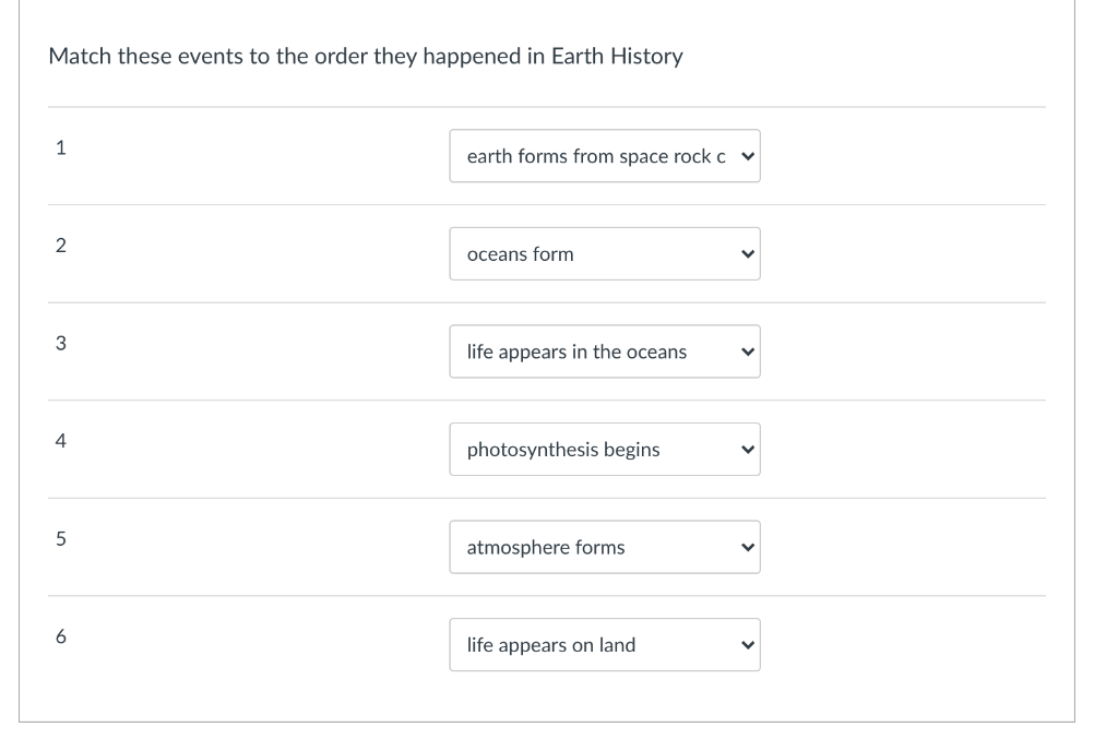 Solved Match these events to the order they happened in | Chegg.com