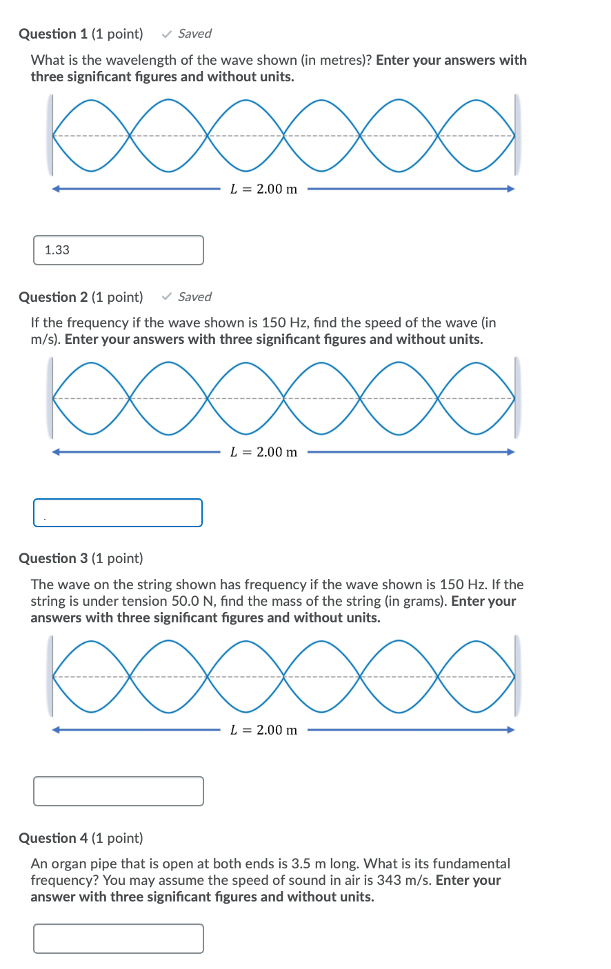 Solved Question 1 (1 point) Saved What is the wavelength of | Chegg.com