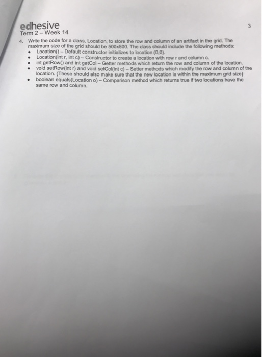 Solved edhesive Term 2 -Week 14 Write the code for a class, | Chegg.com