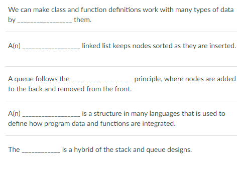 Solved We can make class and function definitions work with | Chegg.com