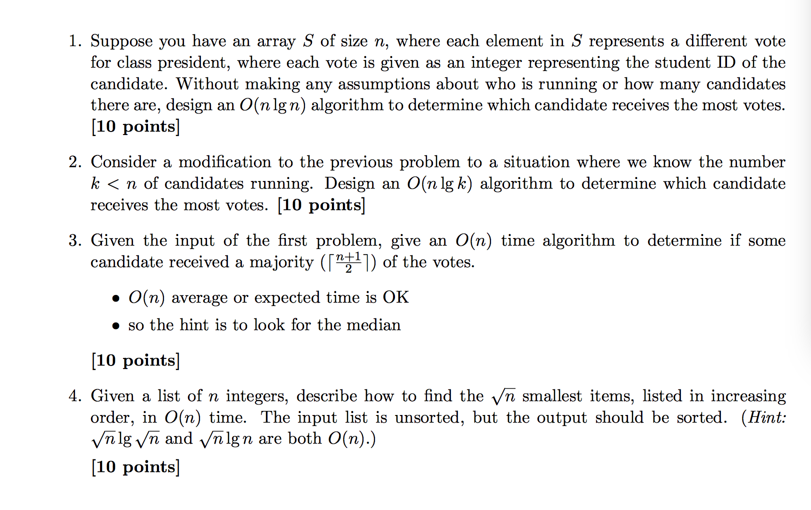 Solved 1. Suppose you have an array S of size n, where each | Chegg.com