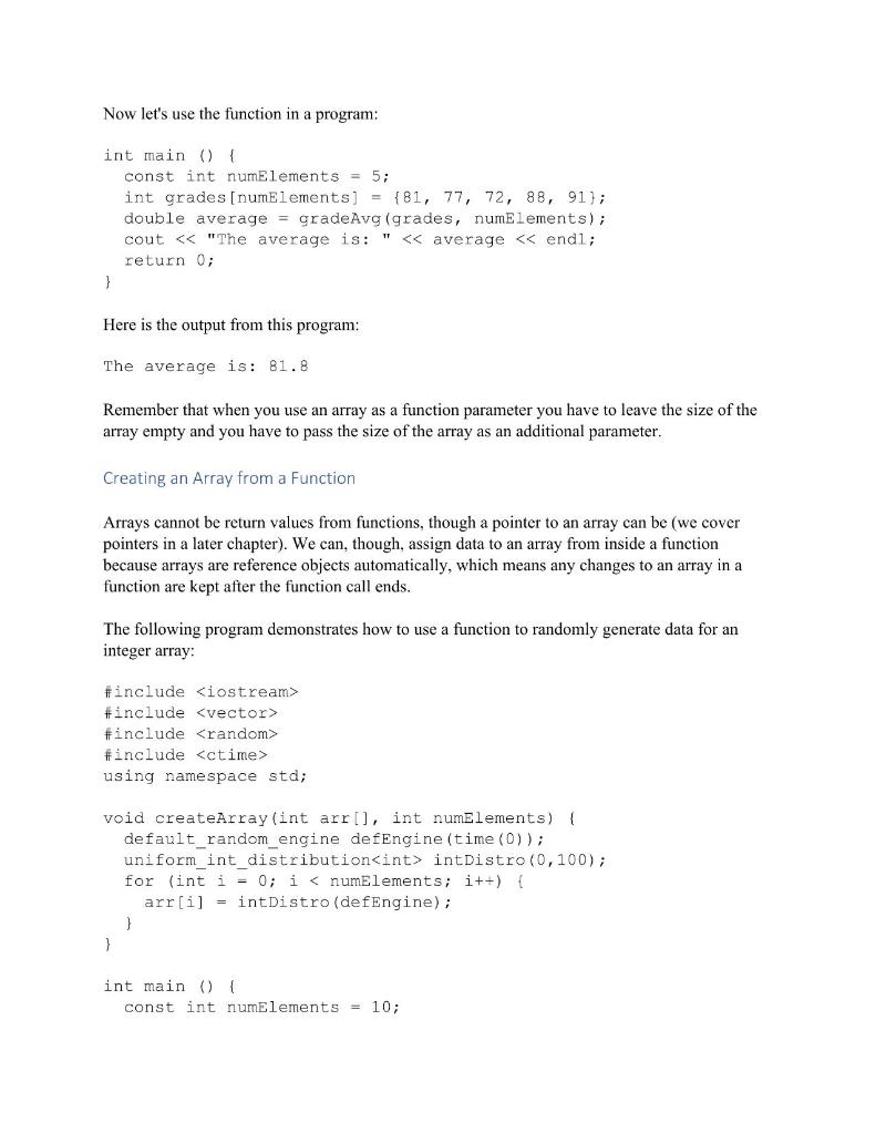 Solved Arrays In the last chapter we learned about one type | Chegg.com