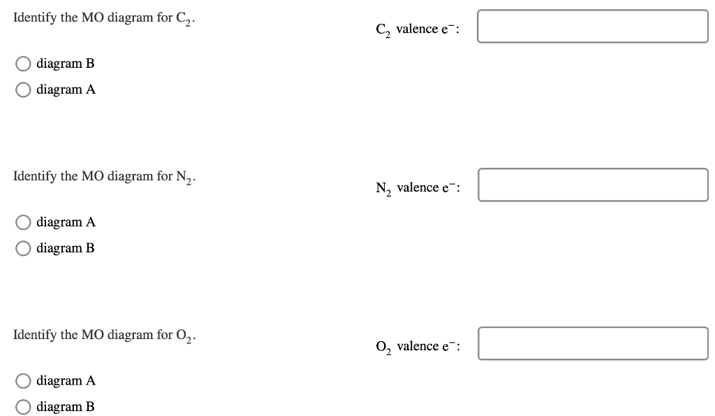 Solved For each of these molecules, identify the proper MO | Chegg.com