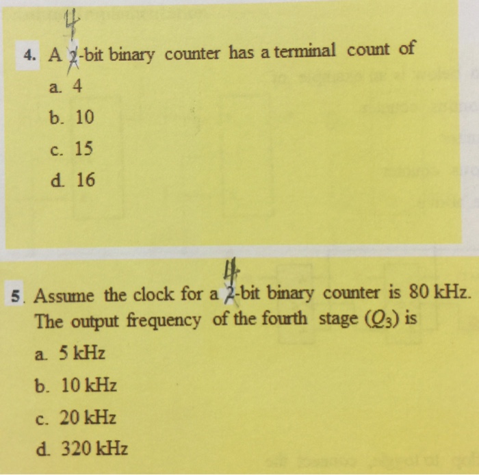 Solved A -bit binary counter has a terminal count of a. 4 | Chegg.com