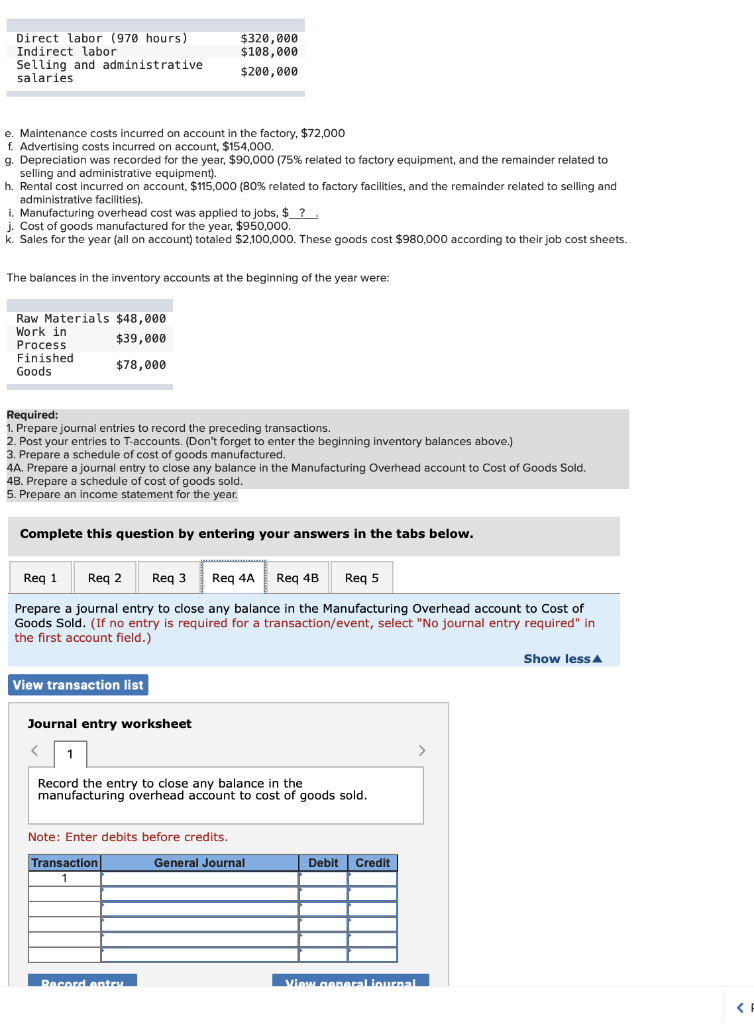Solved a. Raw materials purchased on account, 290,000. .