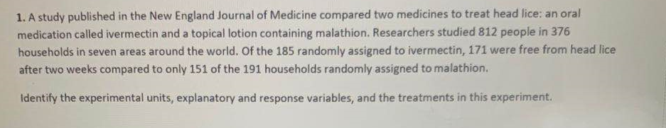 Solved 1. A study published in the New England Journal of | Chegg.com