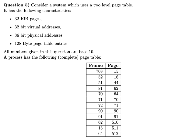 Solved Question 5) Consider a system which uses a two level | Chegg.com