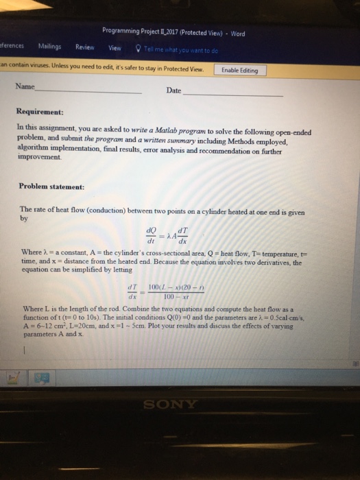 Solved Hi im having touble with my MATLAB code for numerical | Chegg.com