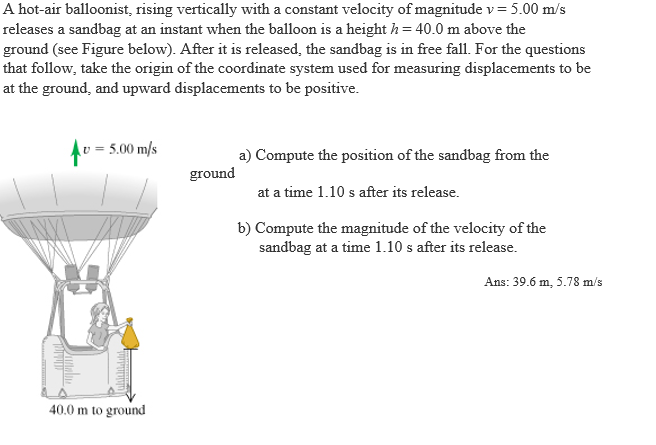 Solved A Hot-air Balloonist, Rising Vertically With A | Chegg.com