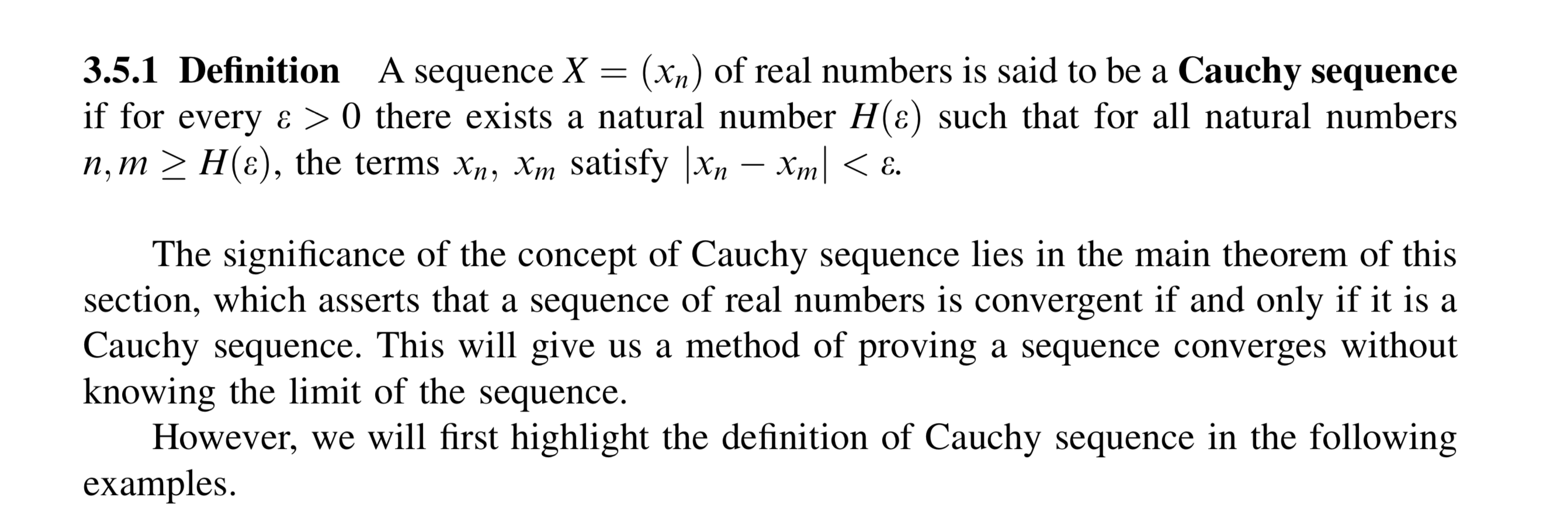 Solved 3.5.1 Definition A sequence X=(xn) of real numbers is