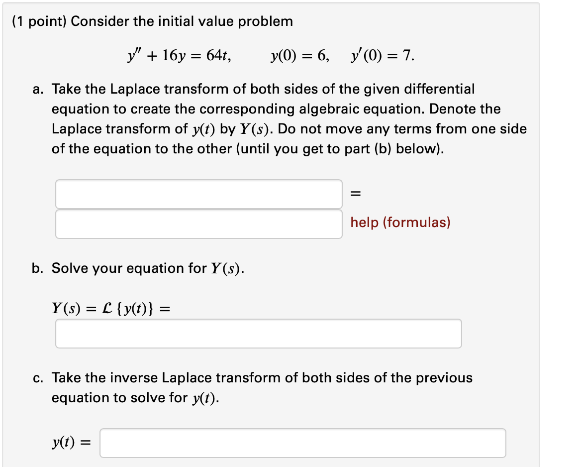 Solved (1 Point) Consider The Following Initial Value | Chegg.com