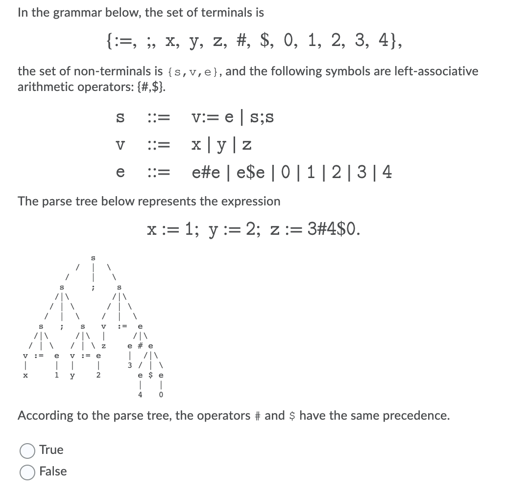 Solved In the grammar below, the set of terminals is {:=, ;, | Chegg.com