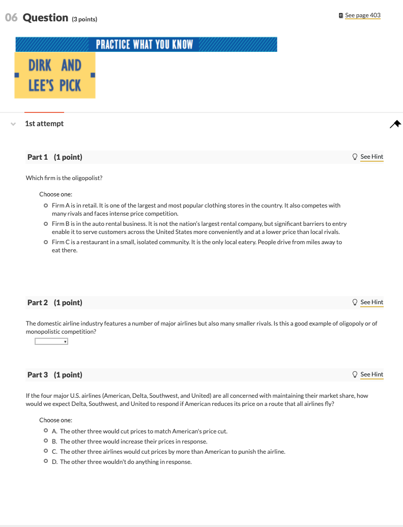 Solved 06 Question (3 points) See page 403 PRACTICE WHAT YOU | Chegg.com