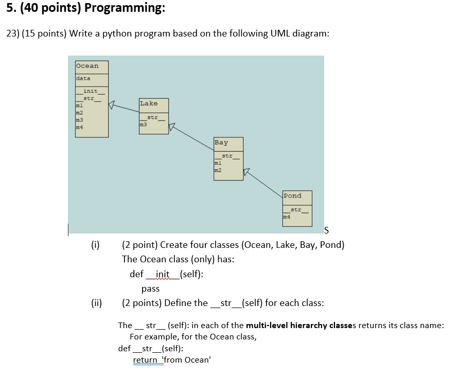 Solved 5. (40 points) Programming: 23) (15 points) Write a | Chegg.com