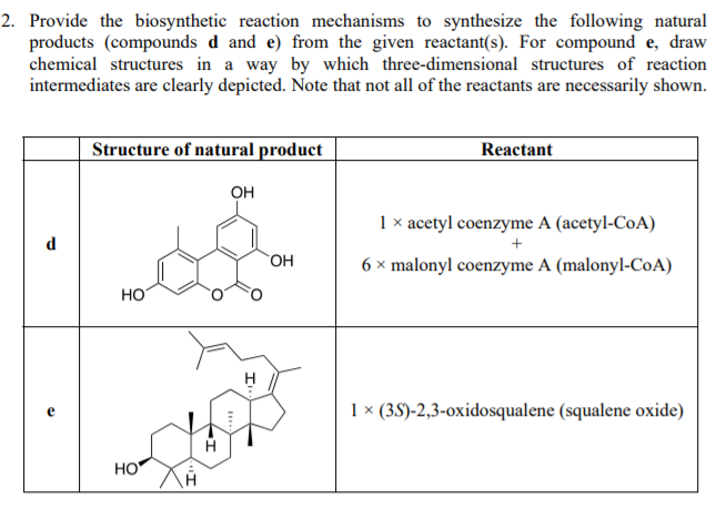 Solved 2. Provide the biosynthetic reaction mechanisms to | Chegg.com