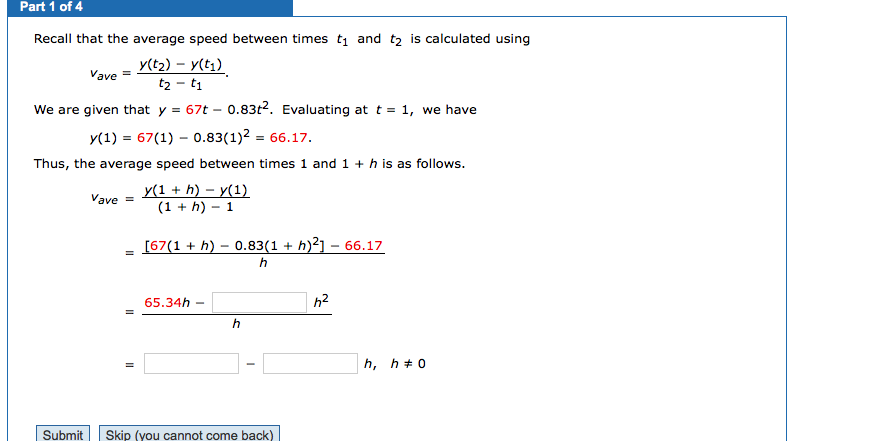 Solved Part 1 of 4 Recall that the average speed between | Chegg.com