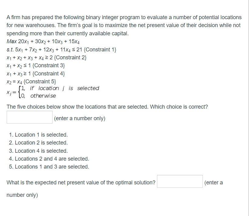 Solved A Firm Has Prepared The Following Binary Integer 2799