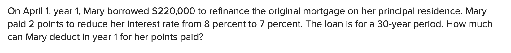 Solved On April 1, year 1, Mary borrowed $220,000 to | Chegg.com