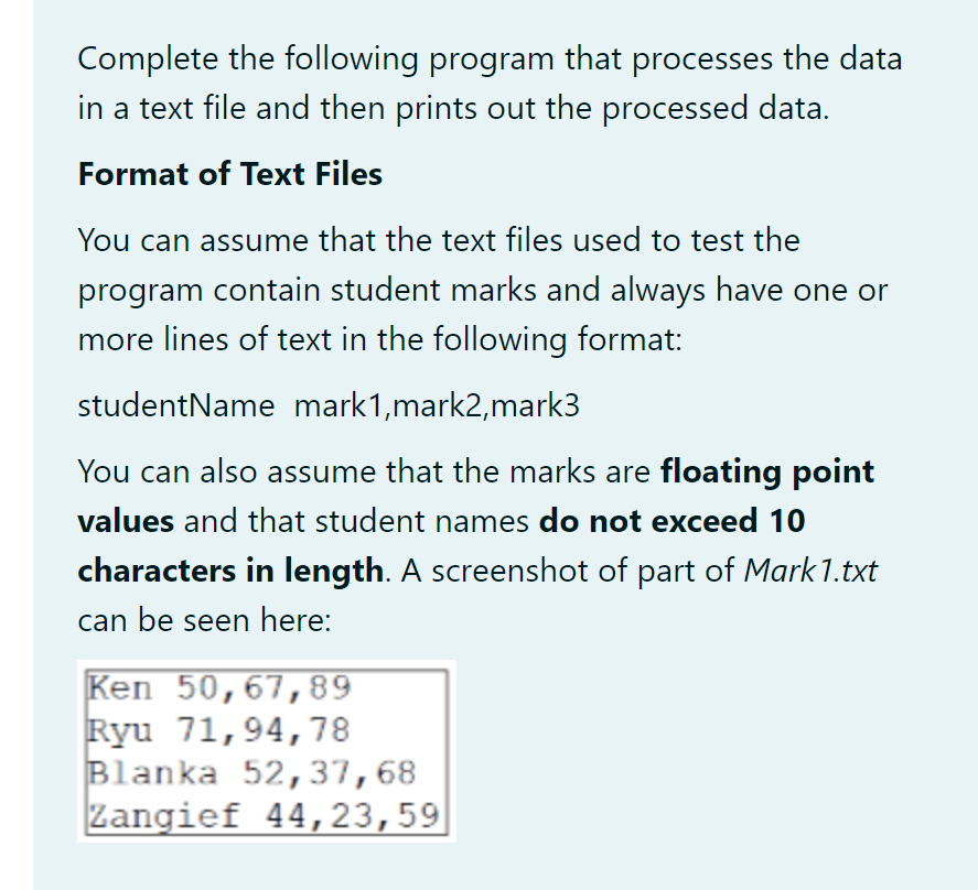 Solved Providing the Program the Name of the File | Chegg.com