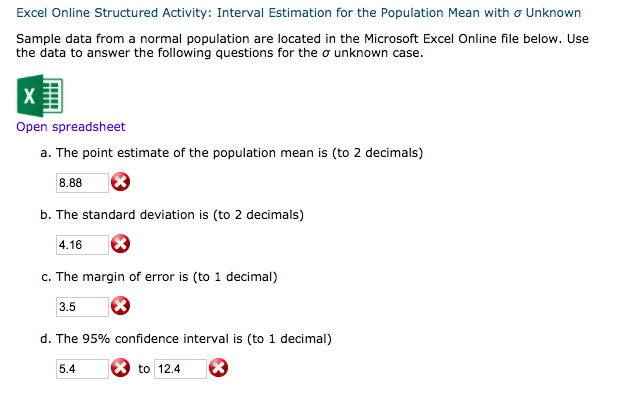 Solved Sample Data Formula Used Interval Estimate of a | Chegg.com