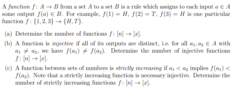 Solved A Function F:A→B From A Set A To A Set B Is A Rule | Chegg.com