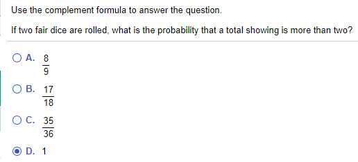 Solved Use the complement formula to answer the question. If | Chegg.com