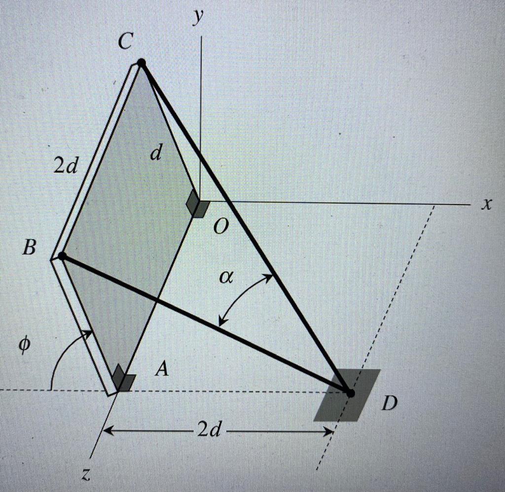 [Solved] Given Cables BD and CD are attached to corners
