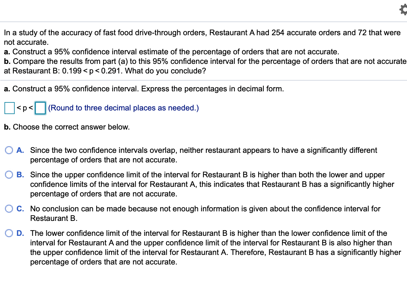 Solved In a study of fast food drive-through orders